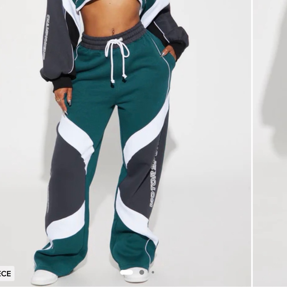 Fashion Nova Teal and White Track Pants